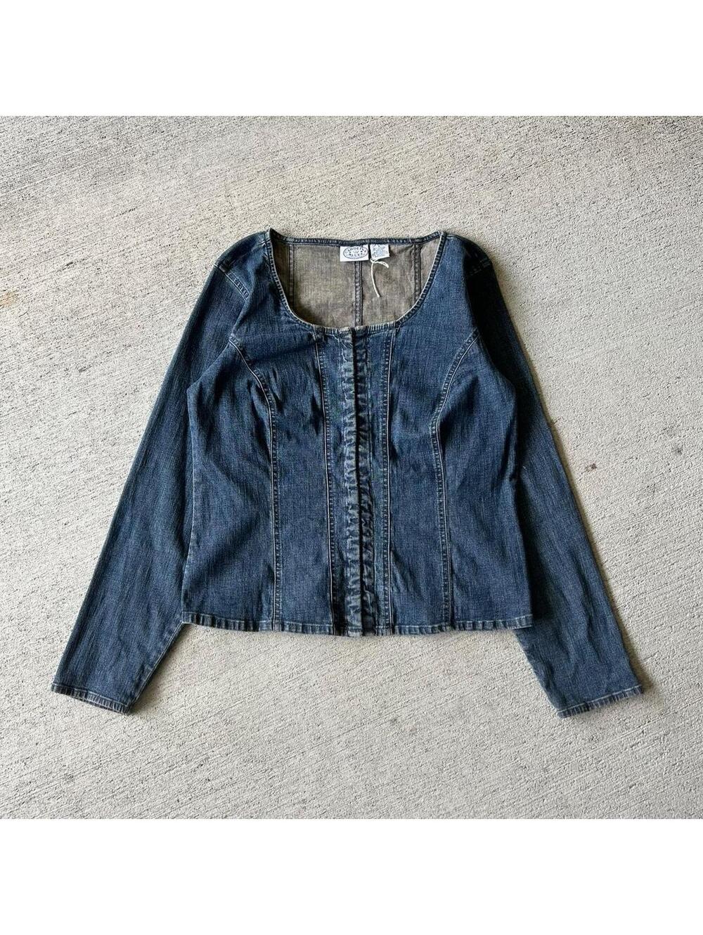 Caroline Blues Clasp Denim Top